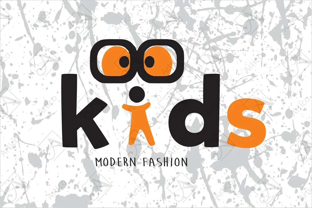 Articoo - A modern black and orange logo for a children's clothing - Articoo_937619