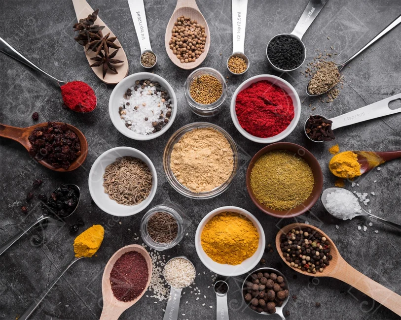 Articoo - A variety of Indian spices and herbs in a wooden - Articoo_622646