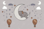 Articoo - The cute elephant sleeping on the moon amid the clouds and stars - Articoo_432136