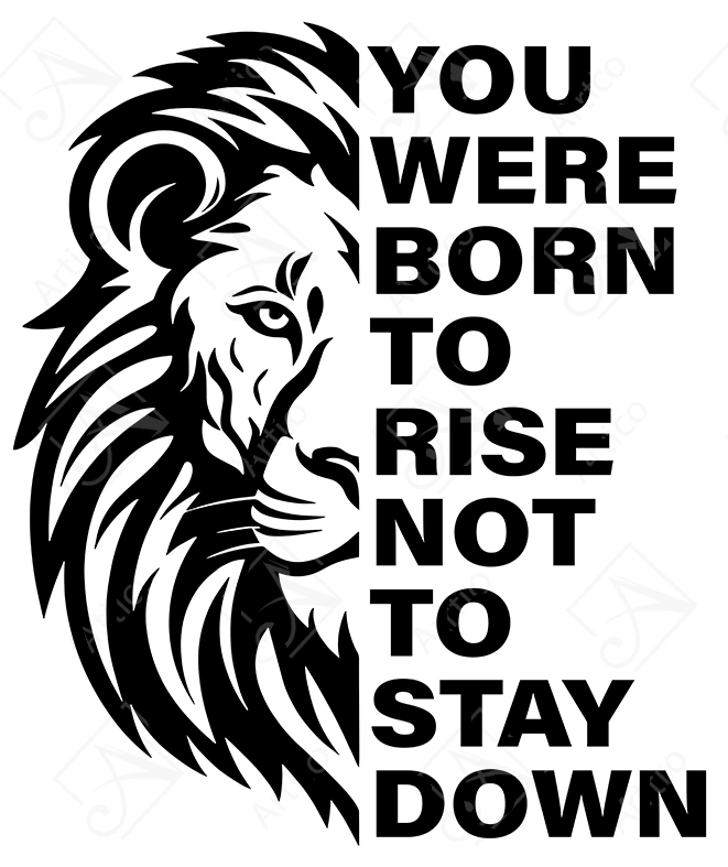 Artico-0691 Articoo - Half lion head logo with motivational text, vector design - Articoo-369422