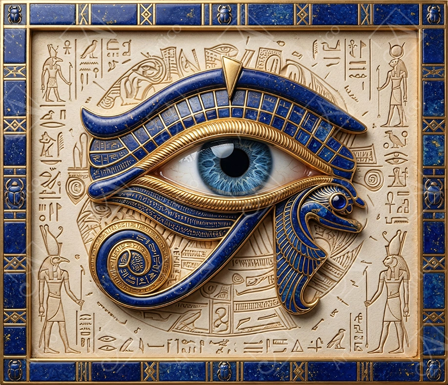 Articoo - Lapis Lazuli Golden Eye of Horus Egyptian Wall Art - Articoo-547232