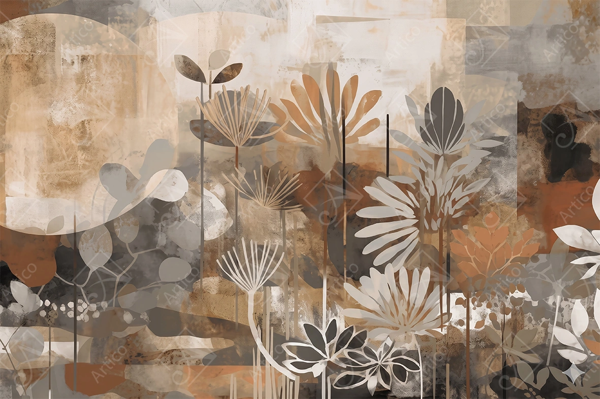 Articoo - Abstract Earth Tone Botanical Wall Art with Modern Texture - Articoo-891897