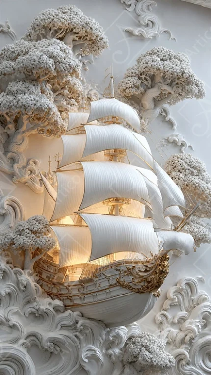 Articoo - Luxury 3D Sculpted Sailing Ship Bas-Relief Wall Art - Articoo-198761