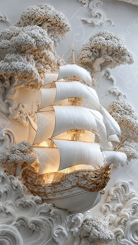 Articoo - Luxury 3D Sculpted Sailing Ship Bas-Relief Wall Art - Articoo-198761