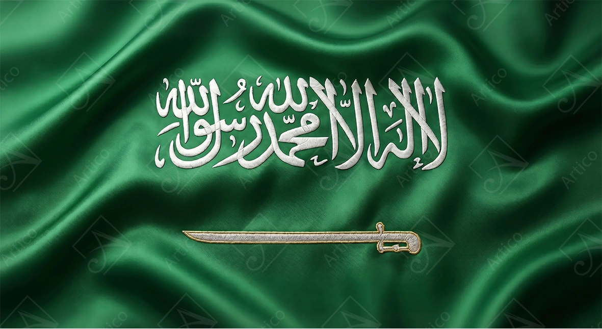 Articoo - Luxury Satin Saudi Arabia Flag with Embroidered White Emblem - Articoo-215752