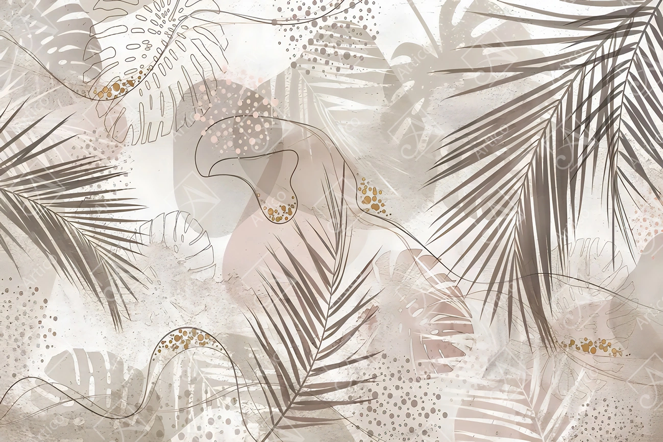 Artico_0202 Articoo - 3D Wallpaper Tropical Forest Palm Tree Leaf Abstract Background - Articoo_855983