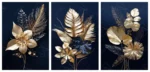 Articoo - Gold palm leaves with dark blue tropical foliage background - Articoo-425752