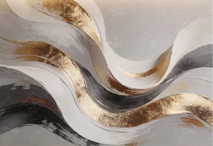 Articoo - Abstract Modern Fluid Wavy Textures With Gold Foil Art - 573988