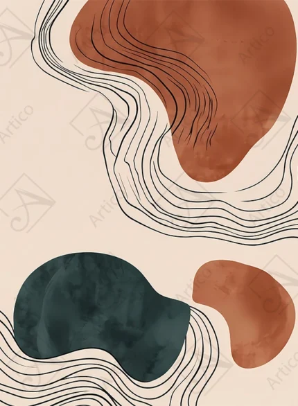 Articoo - Abstract Boho Wall Art With Organic Shapes And Lines - 293984