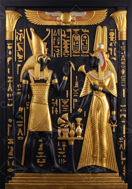 Articoo - Golden Ancient Egyptian Gods Relief Carving Wall Art - 454711