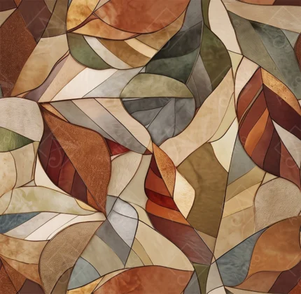 Articoo - Abstract Stained Glass Pattern With Autumn Leaves Mosaic Texture - 273862