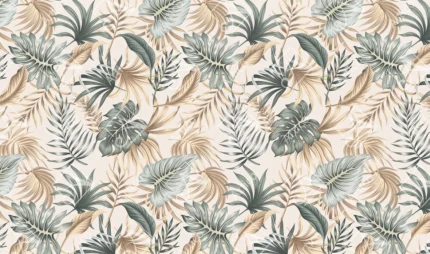 Articoo - Elegant Tropical Palm And Monstera Leaves Seamless Pattern Wallpaper - 943692
