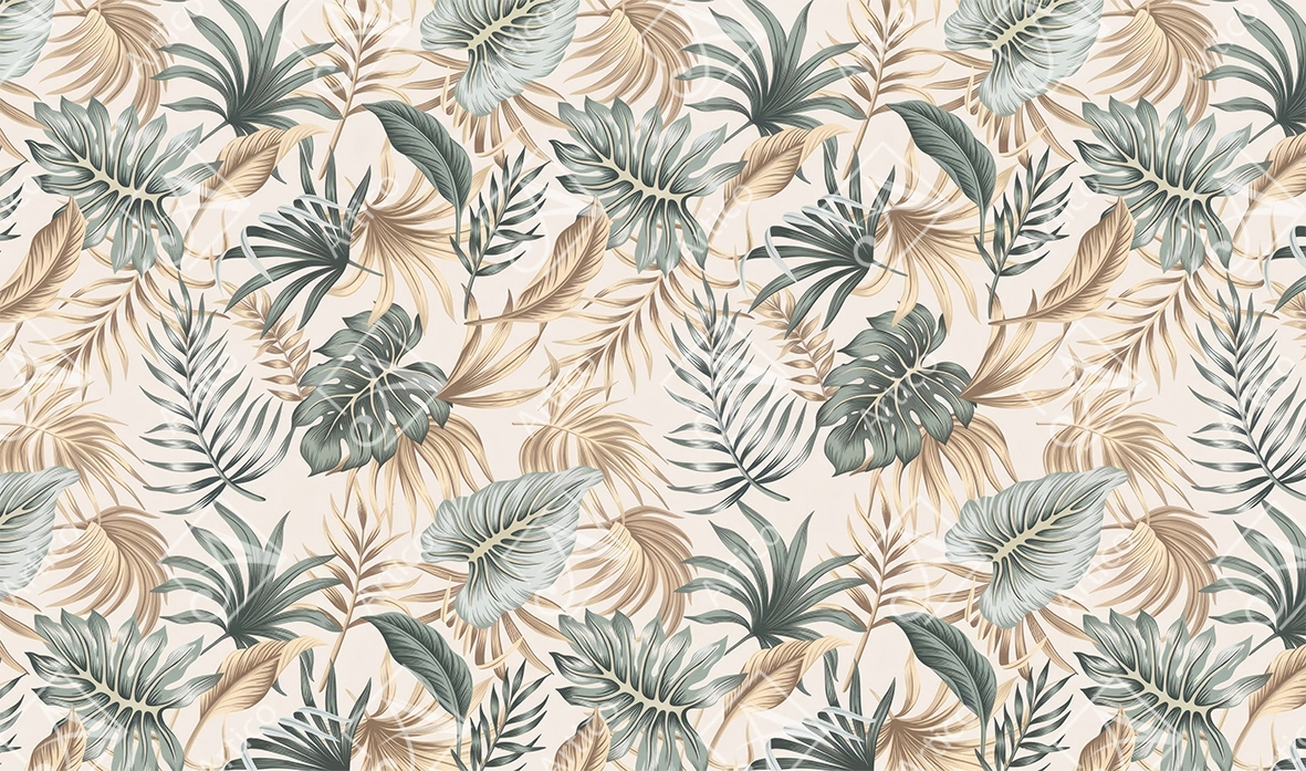 Articoo - Elegant Tropical Palm And Monstera Leaves Seamless Pattern Wallpaper - 943692