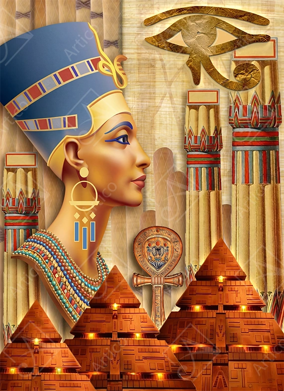 Articoo - Ancient Egyptian Queen Nefertiti Pyramids And Eye Of Horus - 786647