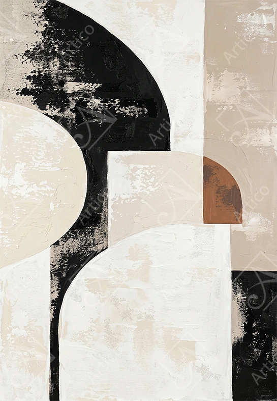 Articoo - Modern Abstract Geometric Minimalist Textured Black And Beige Art - 659975