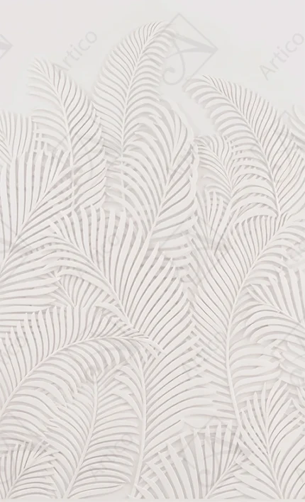 Articoo - Elegant White 3D Embossed Relief Palm Leaves Wall Art- 734427