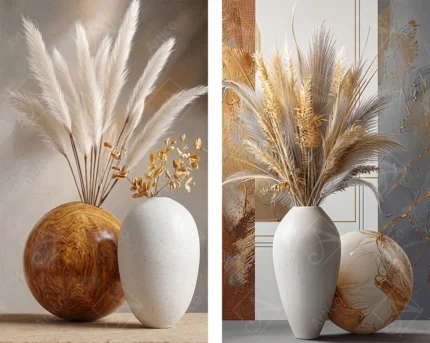 Articoo - Modern Vases With Pampas Grass And Dried Floral Decor - 652866