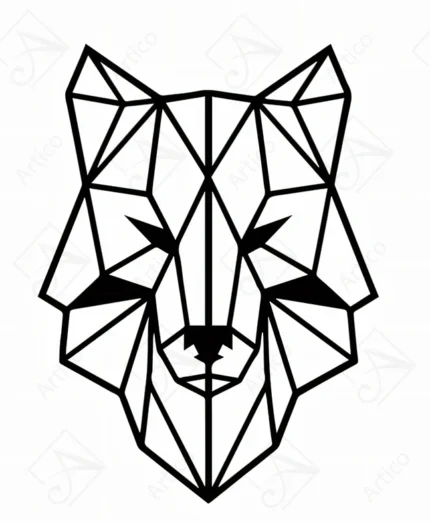 Articoo - Minimalist Geometric Polygon Wolf Head Black And White Art - 812434