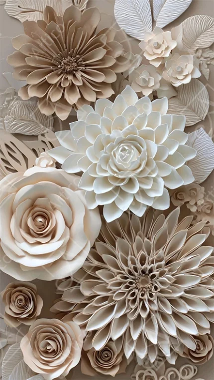 Articoo - Elegant 3D Relief Paper Craft Floral Arrangement Composition - 985595