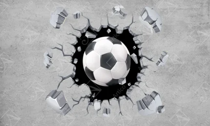 Articoo - Dynamic Soccer Ball Breaking Through Concrete Wall Illustration - 918344
