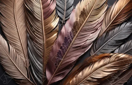 Articoo - Luxurious Metallic Feathers Close Up Composition - 384713
