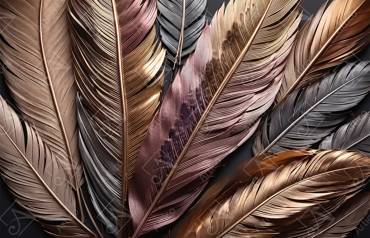 Articoo - Luxurious Metallic Feathers Close Up Composition - 384713