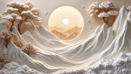 Articoo - Minimalist 3D Relief Mountain Landscape With Circular Portal - 382123
