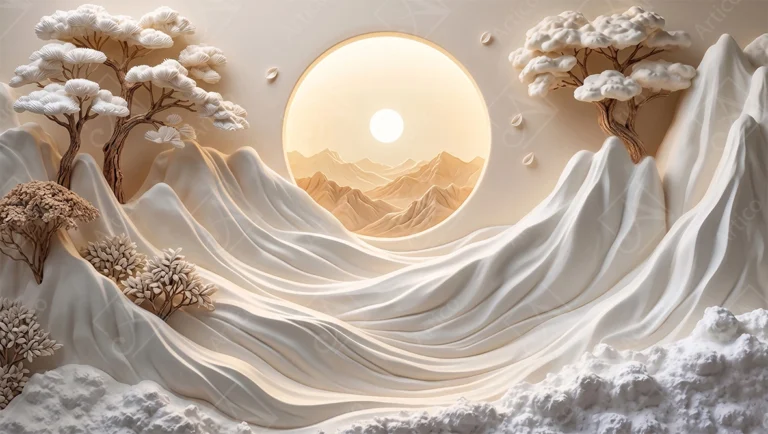 Articoo - Minimalist 3D Relief Mountain Landscape With Circular Portal - 382123