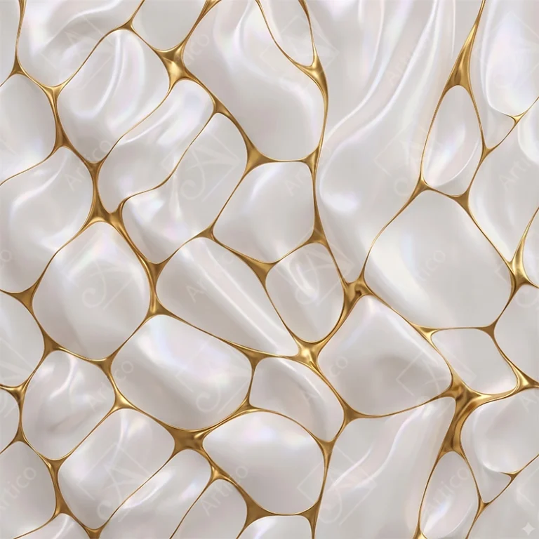 Articoo - Luxurious 3D Pearly Cells With Gilded Network Lines - 897832
