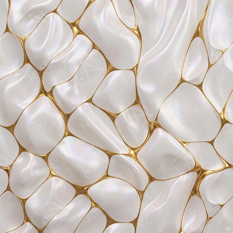 Articoo - Luxurious 3D Pearly Cells With Gilded Network Lines - 897832