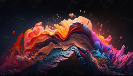 Vibrant Colorful Abstract Paint Wave On Black Background