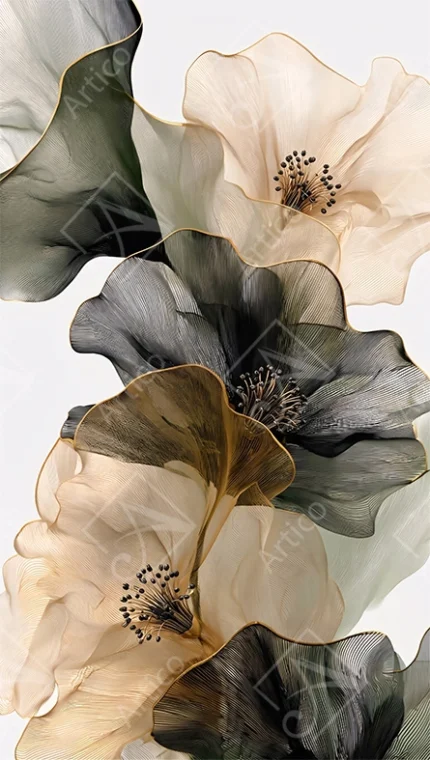 Ethereal Translucent Flowers With Gold Rims And Stamens