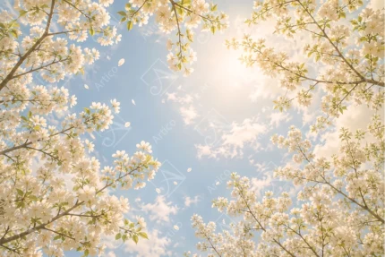 Articoo - Spring Cherry Blossom Branches Under Bright Sunny Sky - 764166