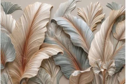 Elegant 3D Relief Sculpted Botanical Leaf Wall Art