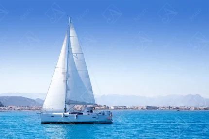 Articoo - White Sailboat Sailing On Blue Ocean Sea Water - 157691