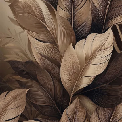 Elegant 3D Relief Textured Brown Leaves Wall Art