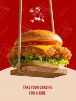 Vibrant Fast Food Burger Social Media Advertising Campaign Mockups