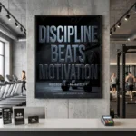 Discipline Beats Motivation-Gym Motivational Typography Poster &amp, Wall Art
