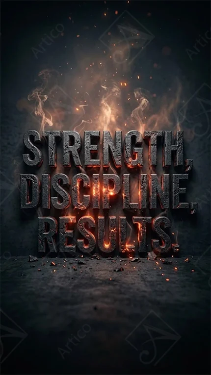 Strength Discipline Results - Motivational Gym Typography Poster &amp, Wallpaper