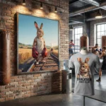 Muscular Boxing Bunny Warrior - Fitness Motivation Cartoon Poster Art
