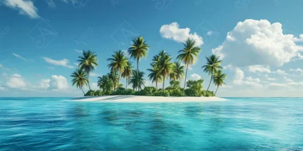 Articoo - Tropical Island With Palm Trees And Turquoise Ocean - 888782