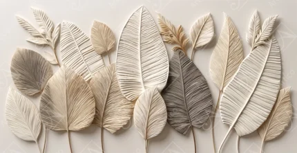Beige And Brown Tropical Palm Leaf Wall Art