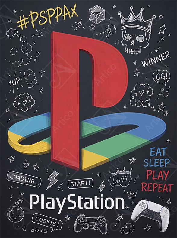 Articoo - PlayStation Logo Chalkboard Style Gaming Wall Art - 118952