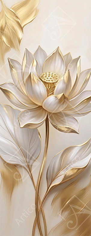 Articoo - Luxury White And Gold Lotus Flower Wall Art - 289921