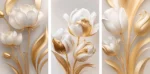 Articoo - Elegance White And Gold Tulip Flowers Triptych Art - 362553