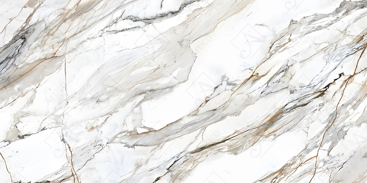 Articoo - White And Brown Calacatta Marble Texture Background Pattern - 656379