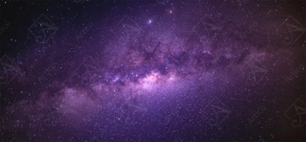 Purple milky way galaxy night sky background full of shining stars