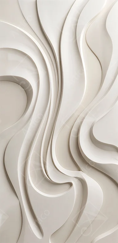 Abstract ivory waves with layered curves and soft shadows