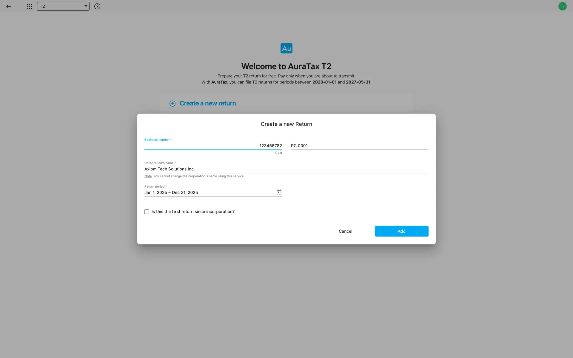 Creating returns