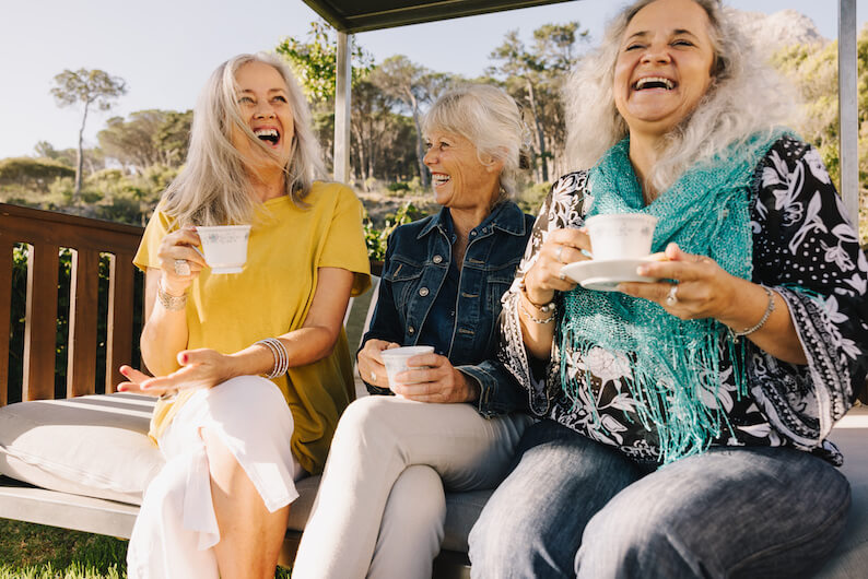 Group of friends socializing in retirement